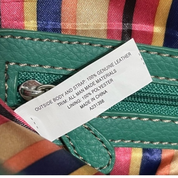 Tignanello Pebbled Green Genuine Leather 5
Compartment Purse Shoulder Bag 9x7x2 - Picture 8 of 9